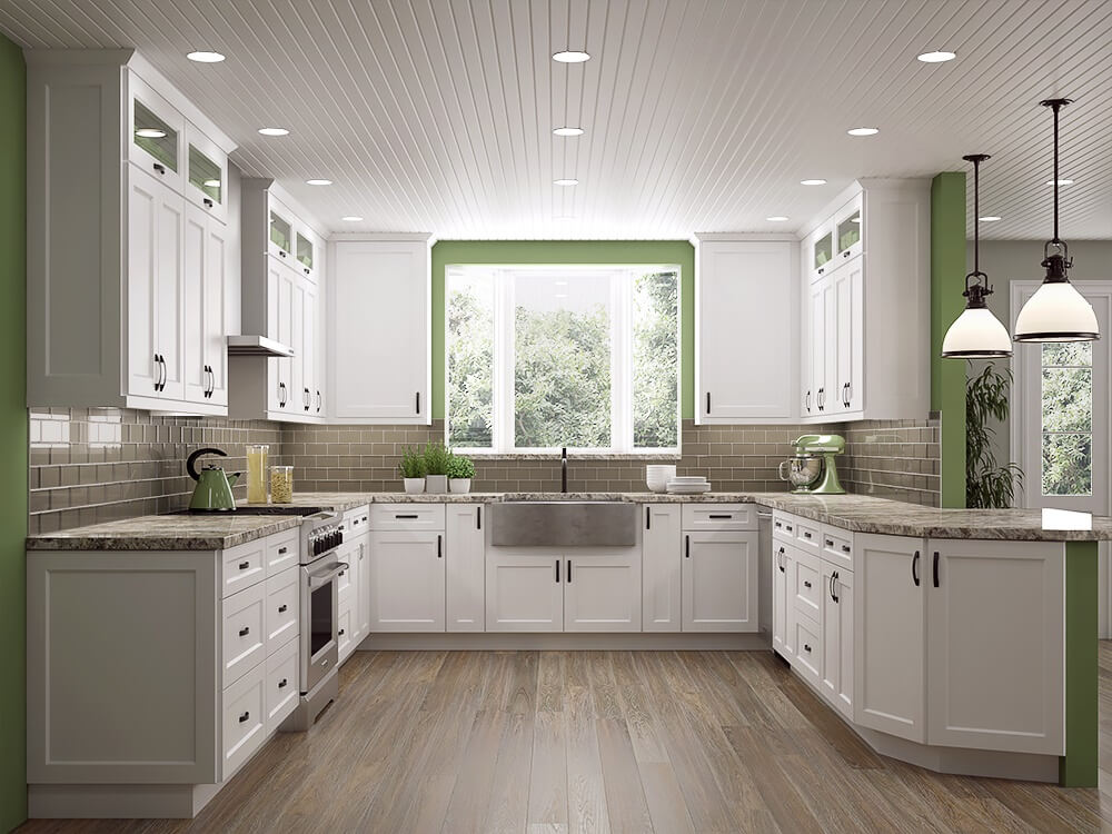 Frosted White Shaker Kitchen Cabinets