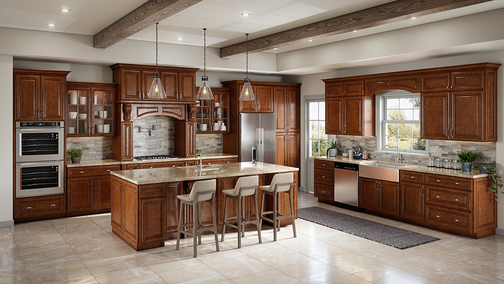 Burnished Brandy Kitchen Cabinets | RTA Cabinet Store