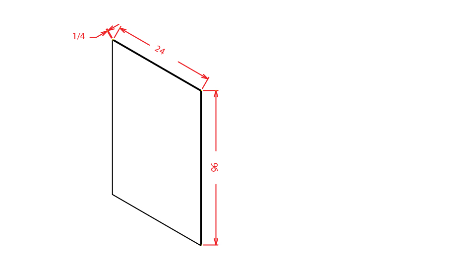 Frosted White Shaker Tall Skin Panel - 1/4"D X 96"H X 23 1/4" W