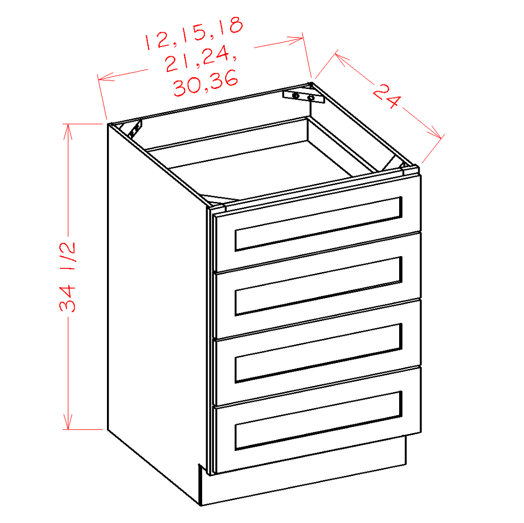 4 drawer deals kitchen base cabinet