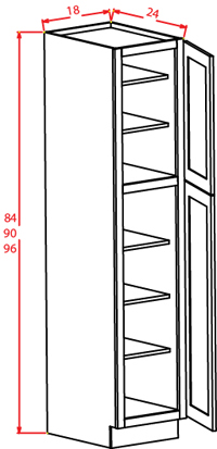 Artisan Shaker Wall Pantry - 18"W X 24"D X 84"H-2D-5S