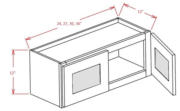 Artisan Shaker Wall Glass Door Cabinet- 27"W X 12"H X 12"D