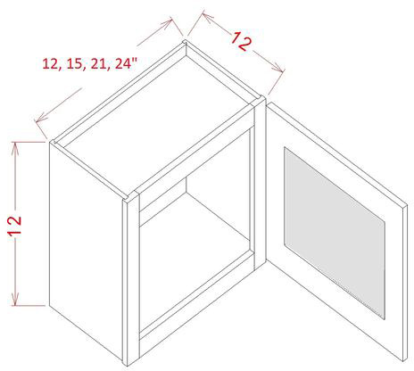 Frosted White Shaker Wall Glass Door Cabinet- 21"W X 12"H X 12"D