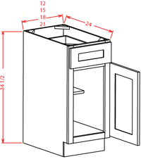 Gunnison Shaker Base Cabinet - 12"W