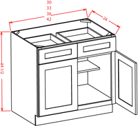 Gunnison Shaker Base Cabinet - 42"W