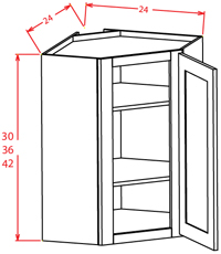 Wall Diagonal Corner Cabinet - 24"W X 42"H X 12"D 