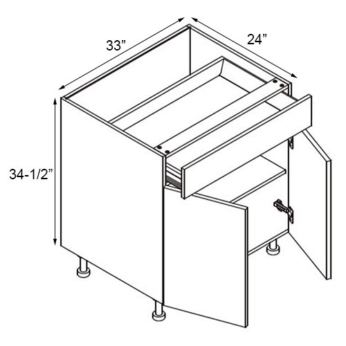 Gloss White Double Door Base Cabinet - 33"W x 34-1/2"H