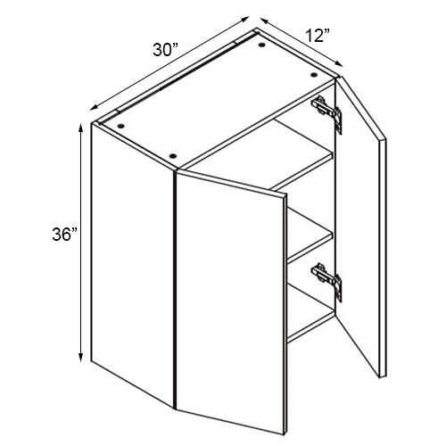 Gloss White Double Door Wall Cabinet - 30"W x 36"H