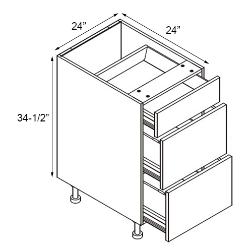 Gloss White Drawer Base Cabinet - 24"W x 34-1/2"H