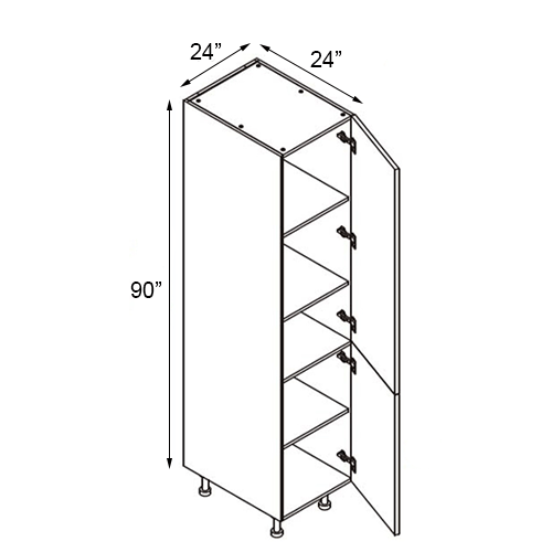 Walnut Frameless Double Door Pantry Cabinet - 24"W x 90"H