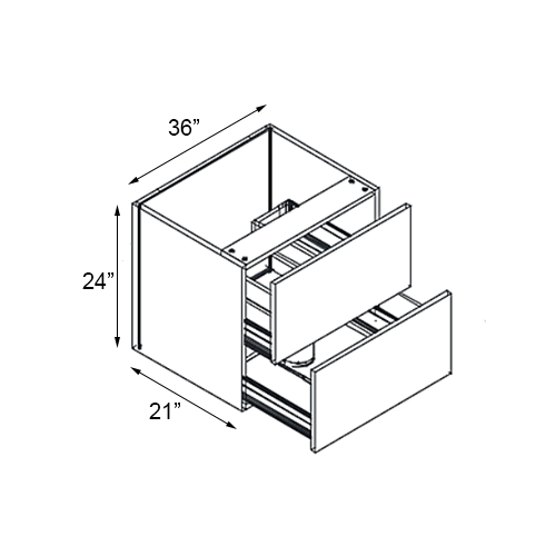 Gloss White Vanity Drawer Base Cabinet - 36"W x 24"H
