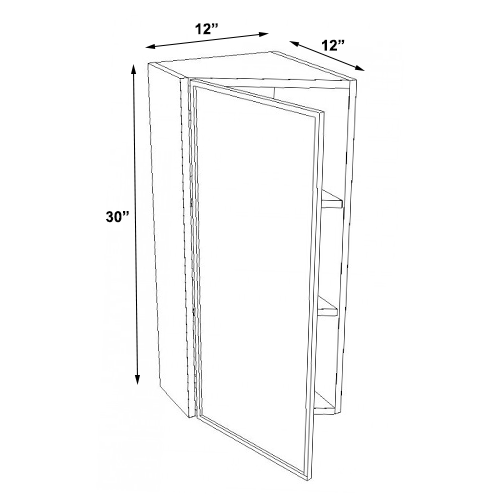 Navy Blue Shaker Wall End Angle With Left Door - 12"W x 30"H