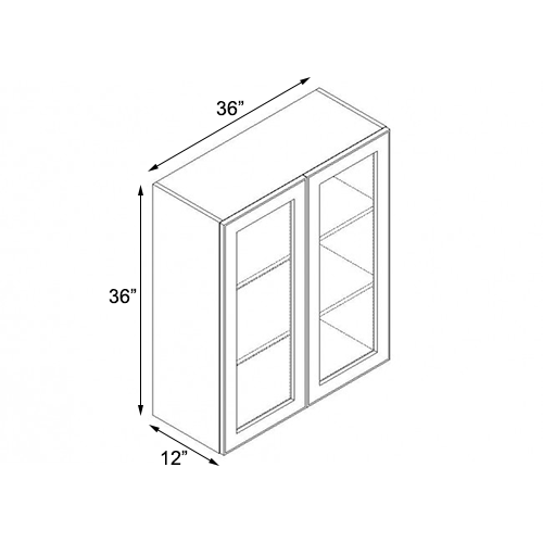Frameless White Shaker Double Door Wall Open Face Cabinet - 36"W x 36"H