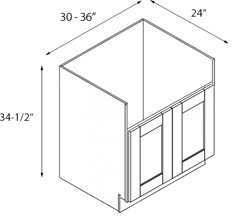 Storm Grey Double Door Farm Sink Base Cabinet - 33"W x 34-1/2"H