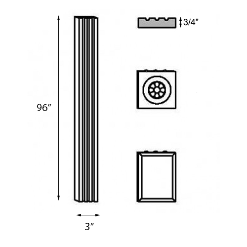 Storm Grey Rosette Wall Filler - 3"W x 96"H