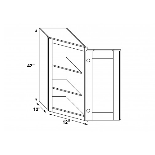 Storm Grey Wall End Angle With Right Door - 12"W x 42"H