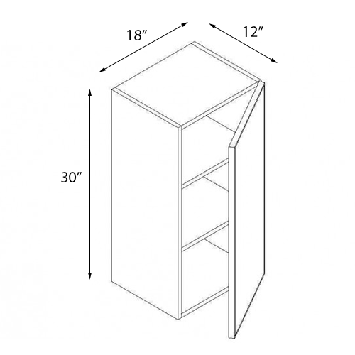 Dove White Single Door Wall Cabinet - 18"W x 30"H