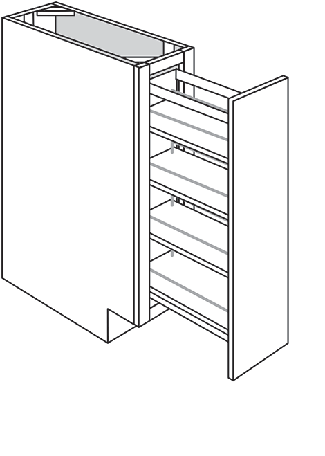 Windon Slab Single Door Full-Height Base Cabinet w/ Pullout 9"W
