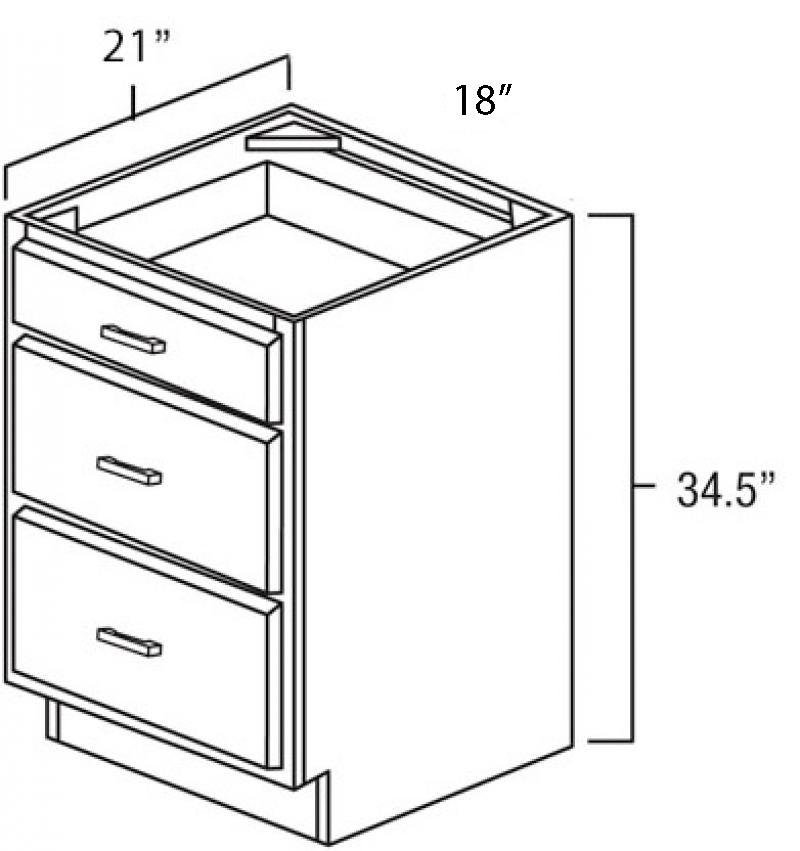 Carolina Hickory 18" Vanity Three Drawer Base