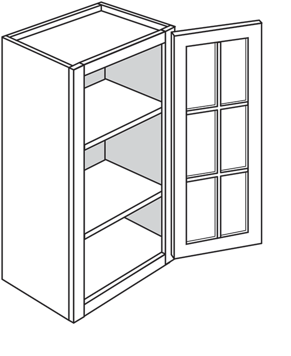 Villanova Slab Single Door Wall w/ Glass Door 18"W x 30"H RTA