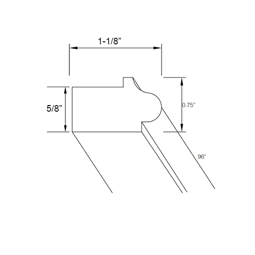 Florence Slate Shaker Bottom Edge Molding - 96"W x 1-1/8"H