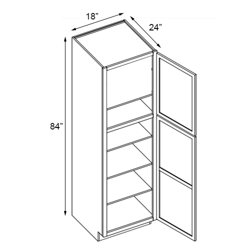 Florence Slate Shaker Single Door Pantry Cabinet - 18"W x 84"H