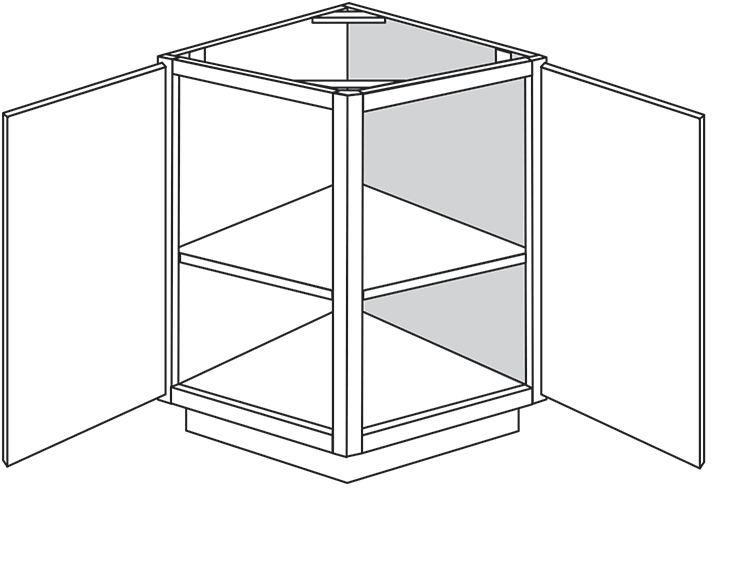 Springfield Slab Single Door Angle Base Cabinet 24"W