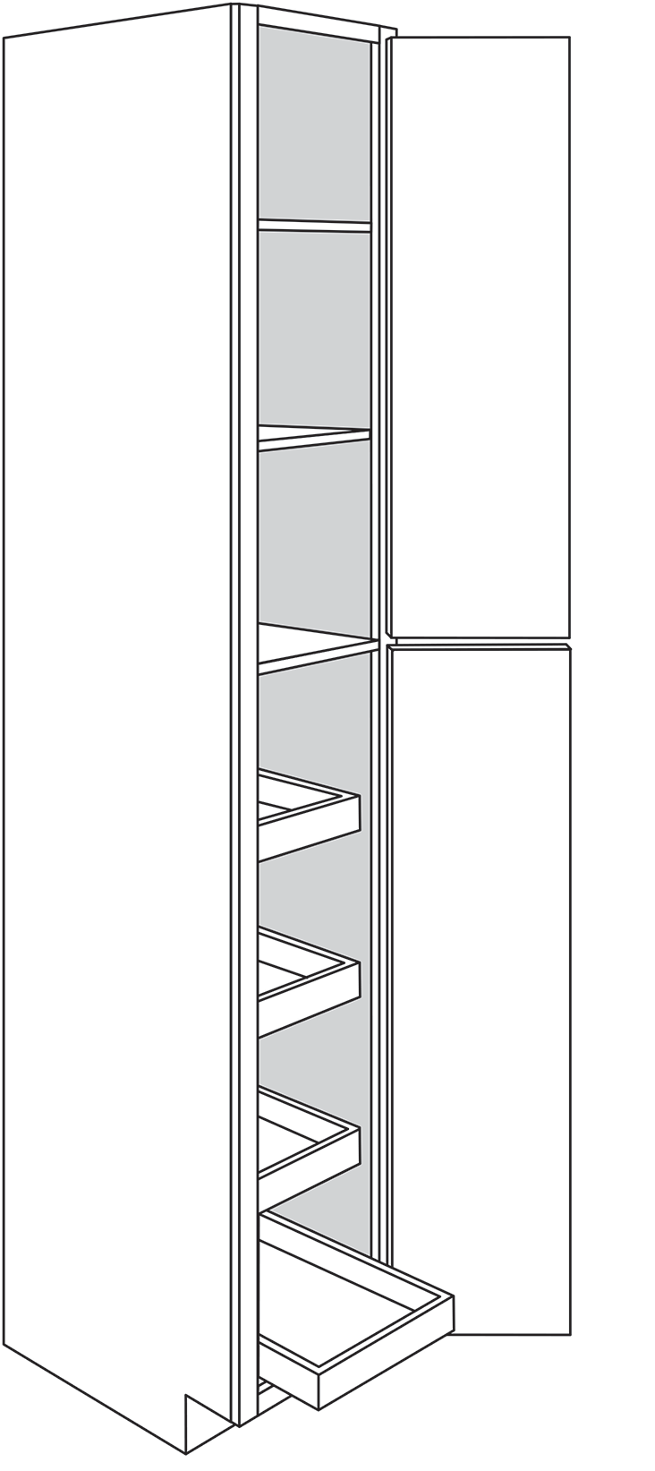 Rustic Shaker Double-Door Pantry Cabinet w/ 4 Soft-Close Rollout Trays 18"W x 96"H