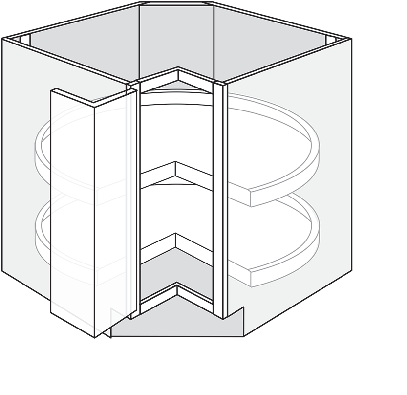 Single BiFold Door Lazy Susan Cabinet 36"W