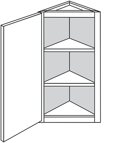 Rustic Shaker Single Door Angle Wall Cabinet 12"W x 36"H