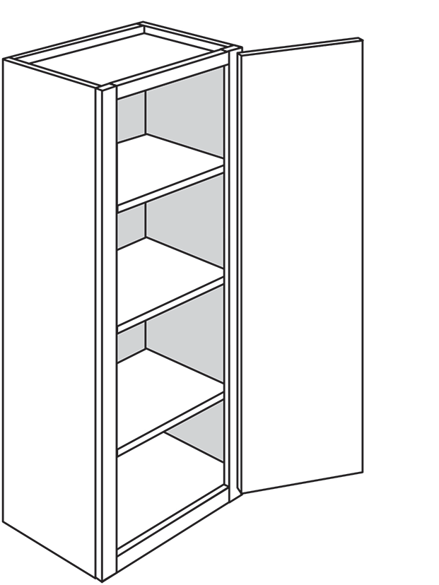 Rustic Shaker Single Door Wall Cabinet 15"W x 42"H