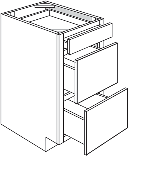 Three Drawer Base Cabinet 30"W