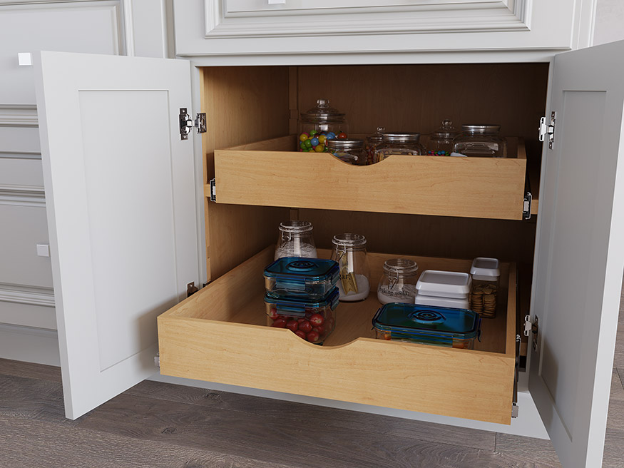 Utility Cabinet with Roll Trays - Nest Cabinetry