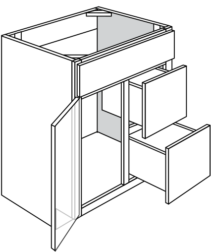 Devon Shaker Single-Door Vanity Cabinet W/ 2x Drawers 30"W