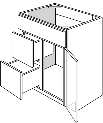 Devon Shaker Single-Door Vanity Cabinet W/ 2x Drawers 30"W
