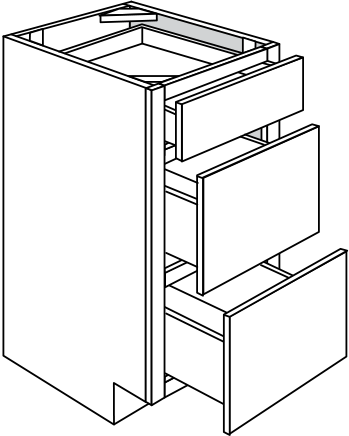Devon Shaker Three Drawer Vanity Cabinet 15"W
