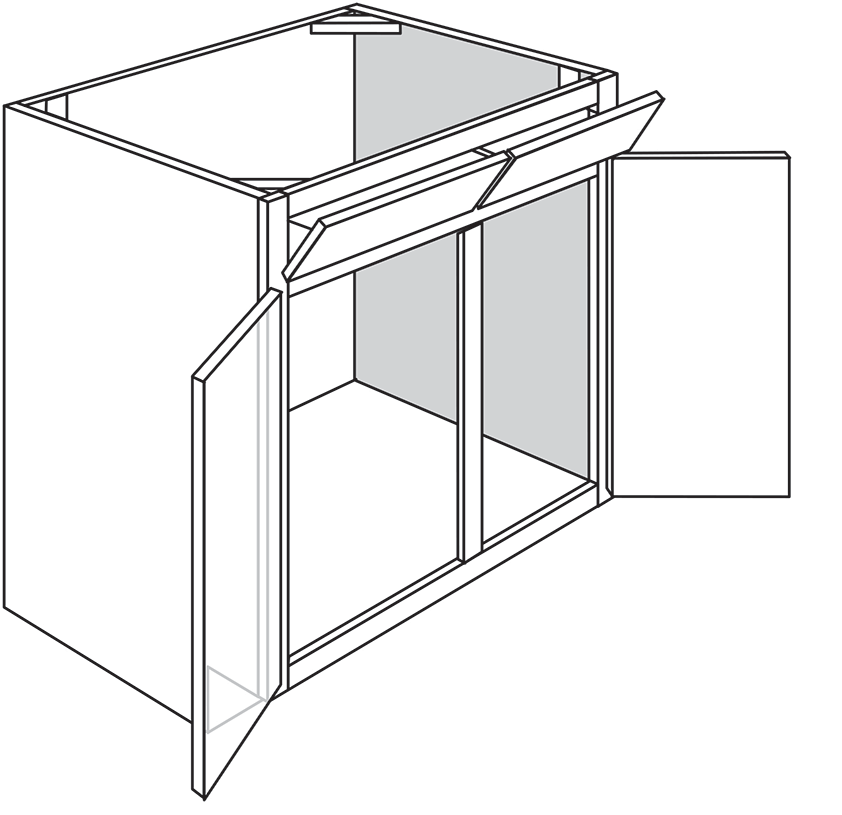 Radnor Shaker Double-Door Sink Base Cabinet w/ 2 Tiltout Trays 33"W