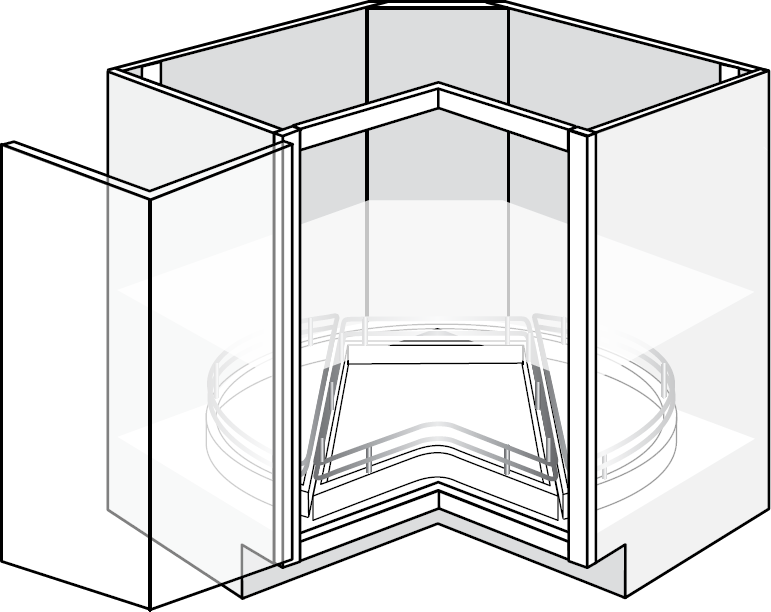 Springfield Shaker Single Bi-Fold Door Lazy Susan Cabinet w/ Pullout 36"W