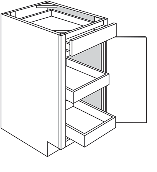 Devon Slab Single Door Base Cabinet w/ 2 Soft-Close Rollout Trays 18"W