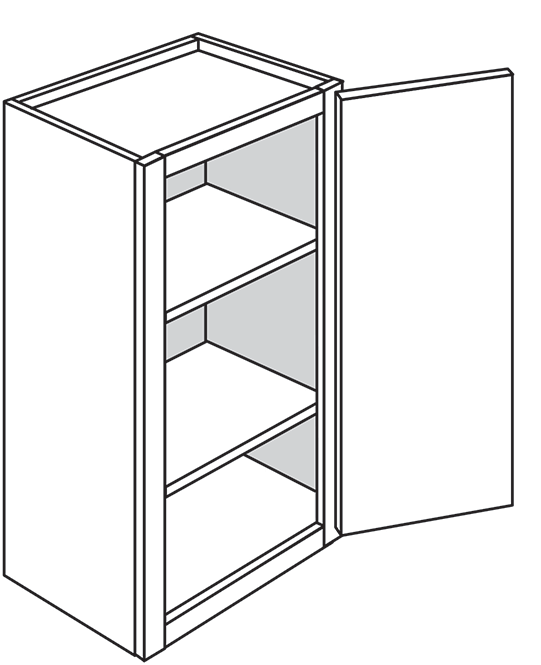 Devon Slab Single Door Wall Cabinet 15"W x 30"H