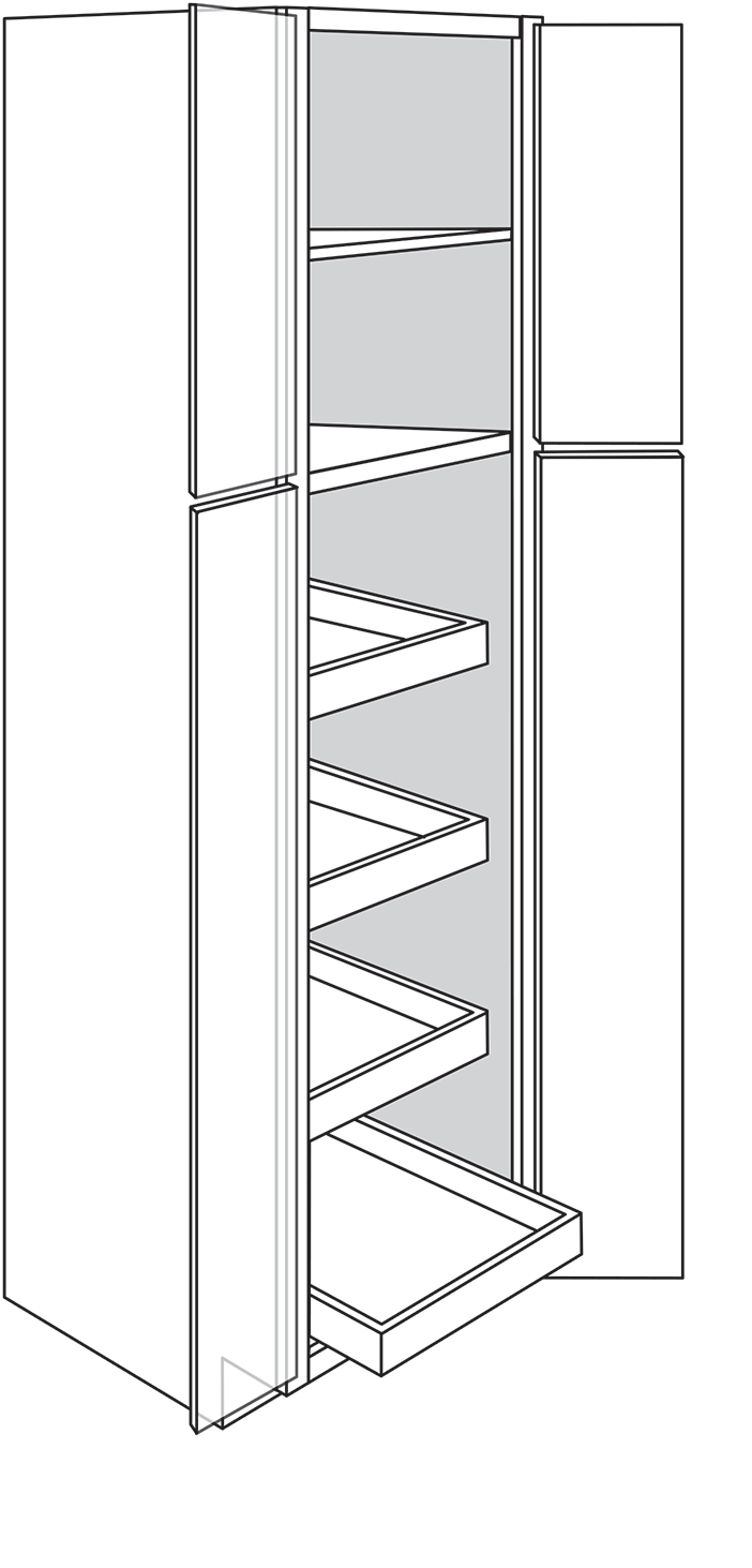 Devon Shaker 4-Door Pantry Cabinet w/ 4 Soft-Close Rollout Trays 30"W x 84"H