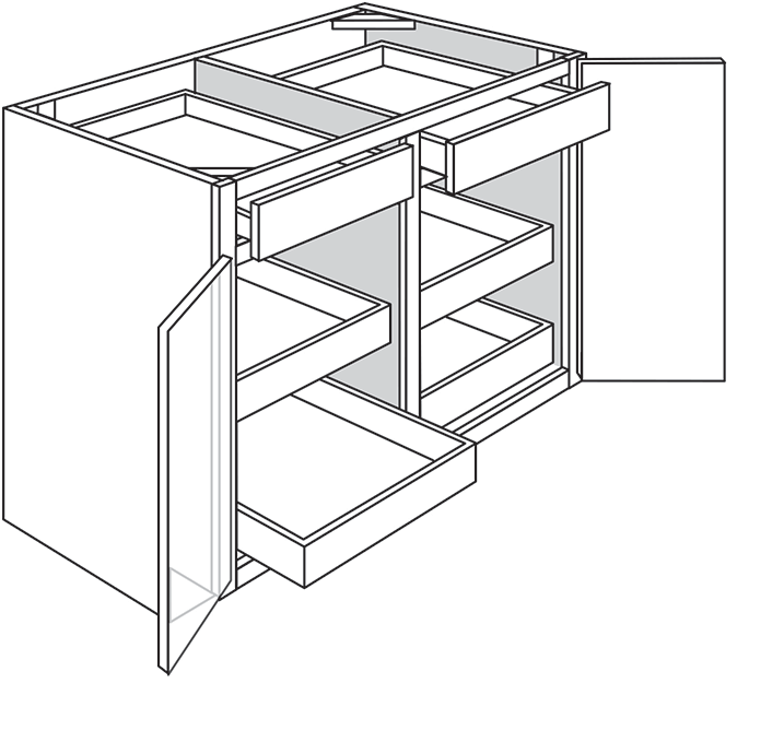 Devon Shaker Double-Door Base Cabinet w/ 4 Soft-Close Rollout Trays 36"W