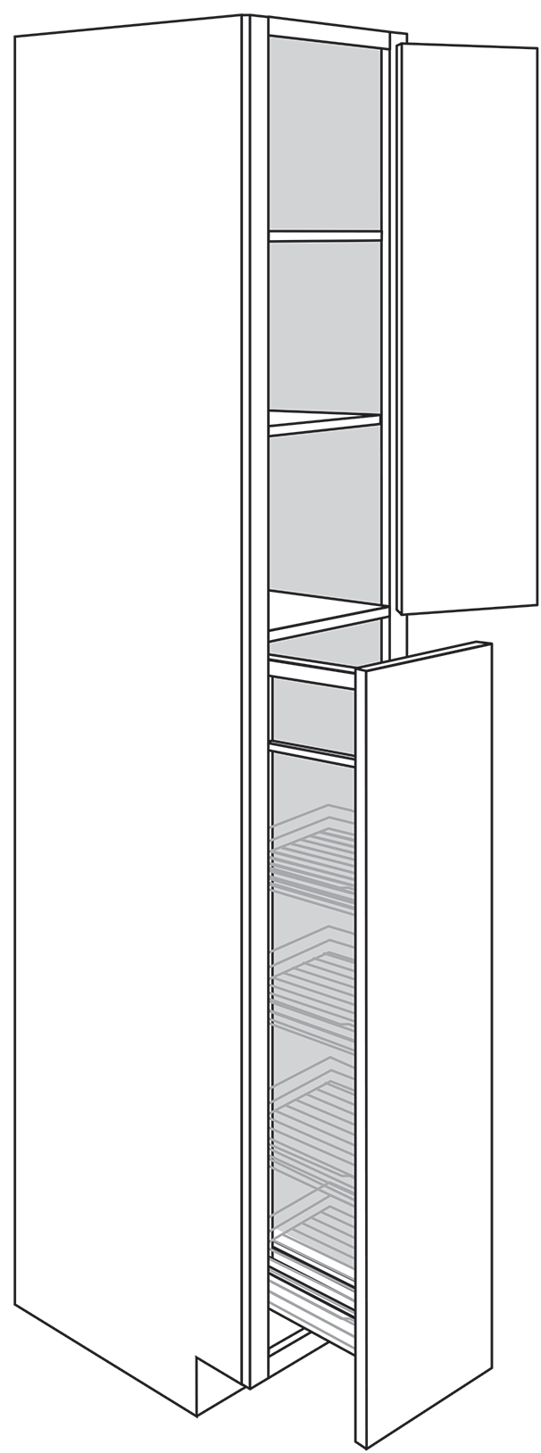 Devon Shaker Double-Door Pantry Cabinet w/ Pullout 18"W x 96"H