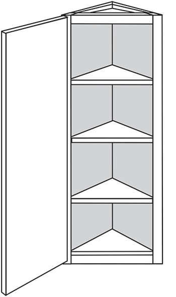 Devon Shaker Single Door Angle Wall Cabinet 12"W x 42"H