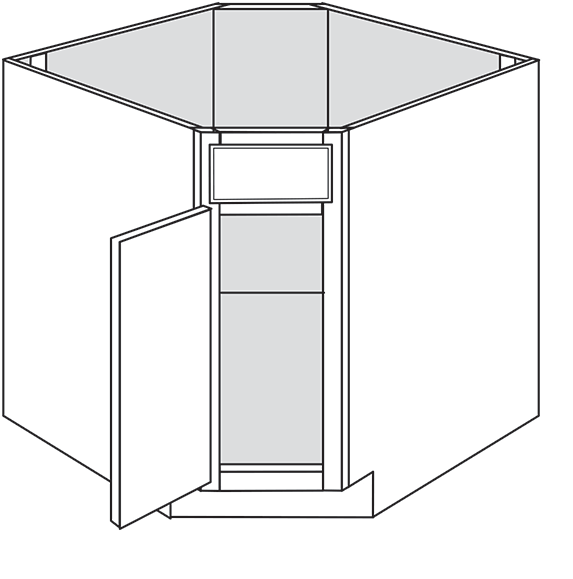 Devon Shaker Single Door Diagonal Sink Base Cabinet 36"W