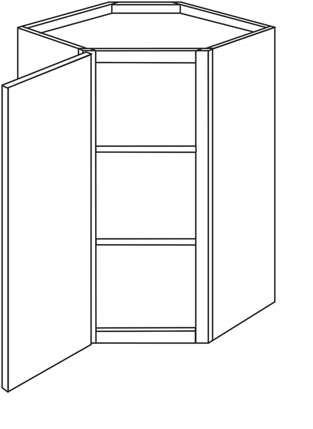 Devon Shaker Single Door Diagonal Wall Cabinet 24"W x 36"H