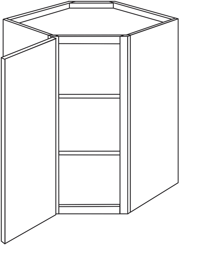 Devon Shaker Single Door Diagonal Wall Cabinet 27"W x 36"H