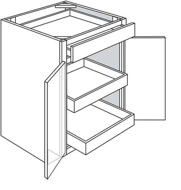 Newtown Shaker Double-Door Base Cabinet w/ 2 Soft-Close Rollout Trays 24"W
