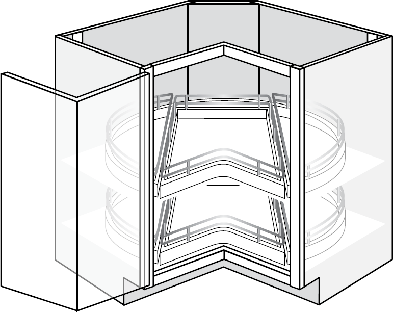 Newtown Shaker Single Bi-Fold Door Lazy Susan Cabinet w/ 2 Pullouts 36"W