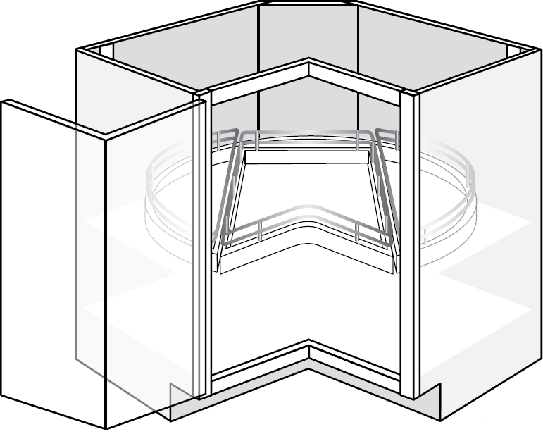 Newtown Slab Single Bi-Fold Door Lazy Susan Cabinet w/ Pullout 36"W
